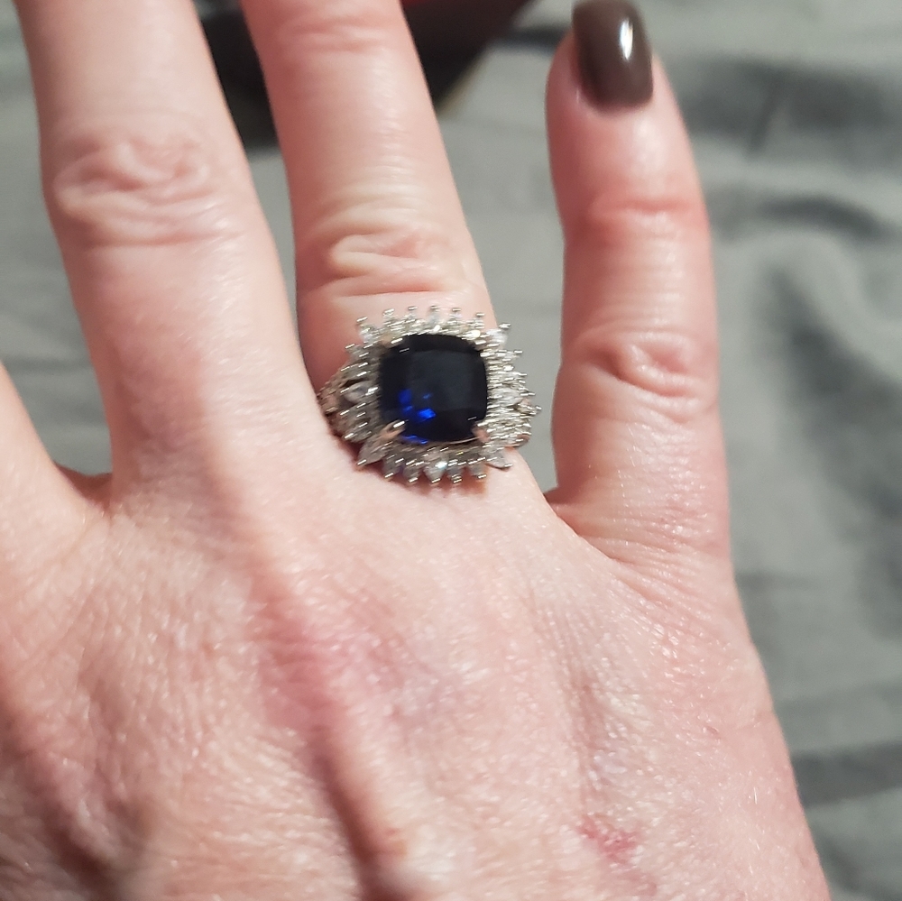 Ladies fashion blue sapphire & whsapphire ri.  New - Picture 12 of 12